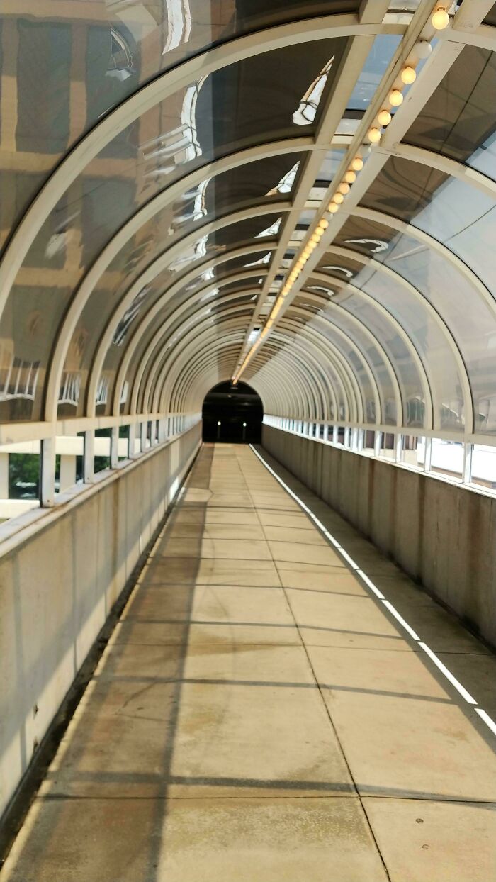 In Honor Of Dragoncon This Weekend, And Its Packed-Full Skybridges Between Its Host Hotels, Here's A Saturday Afternoon Shot From Dragoncon 2019 Of An Empty Skybridge
