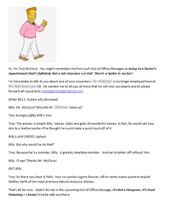 Quitting My Job Today. Leaving This As My Out Of Office Message