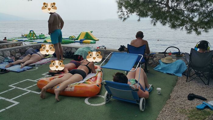 Family Takes Over Kids Playground (The Beach Is Right Below Them)