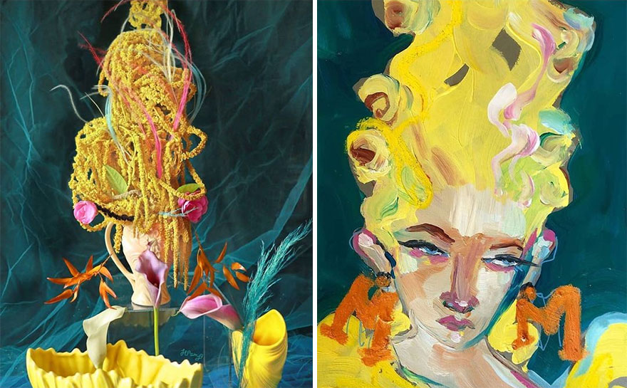 Artist Performs Floral Interpretations Of Great Works Of Art