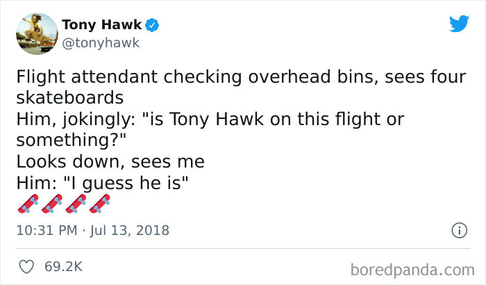 Flight Attendant Doesn’t Know Tony Hawk Is Flying With Them