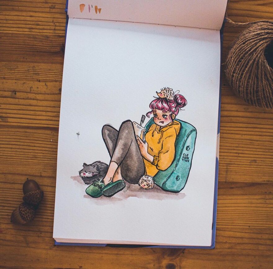 I Left My Job To Be A Full-Time Illustrator A Few Months Ago, Here Are 21 Cute Moments I Created With Watercolor And Ink