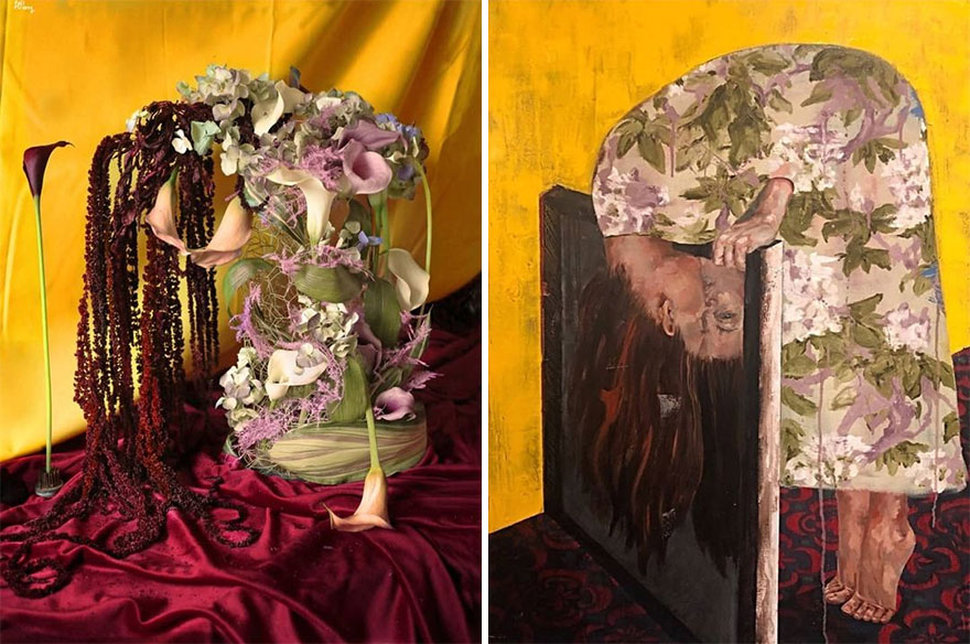 Artist Performs Floral Interpretations Of Great Works Of Art