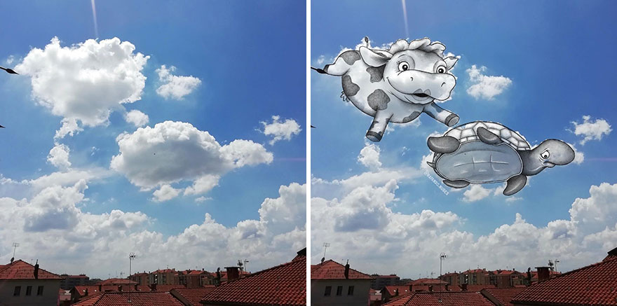 Artist Created Drawings Inspired By Cloud Shapes