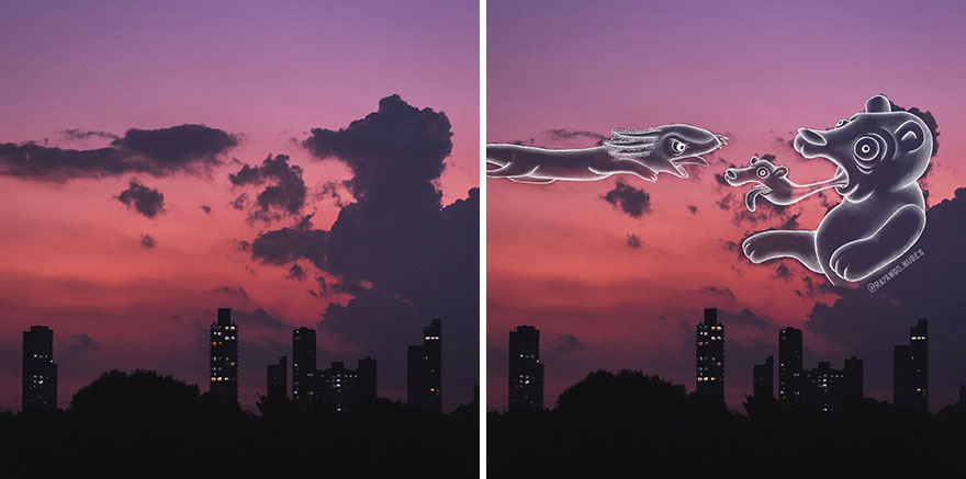 Artist Created Drawings Inspired By Cloud Shapes