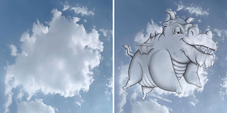 Artist Created Drawings Inspired By Cloud Shapes