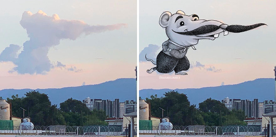 Artist Created Drawings Inspired By Cloud Shapes