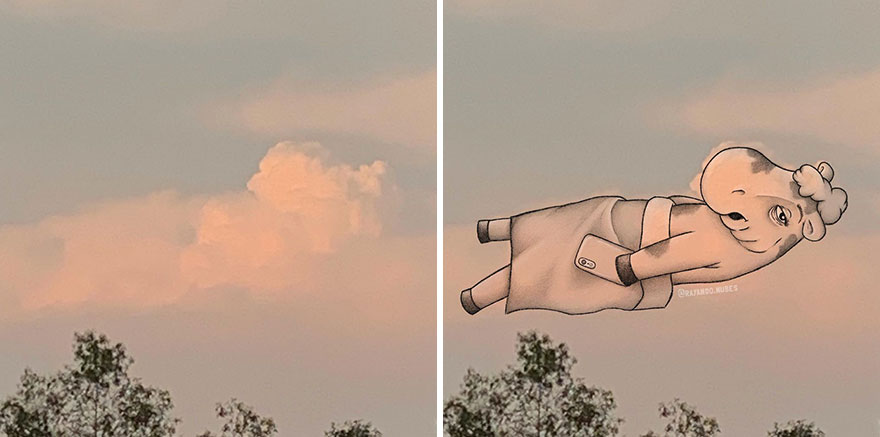 Artist Created Drawings Inspired By Cloud Shapes