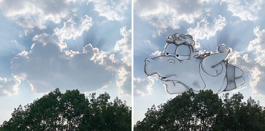 Artist Created Drawings Inspired By Cloud Shapes