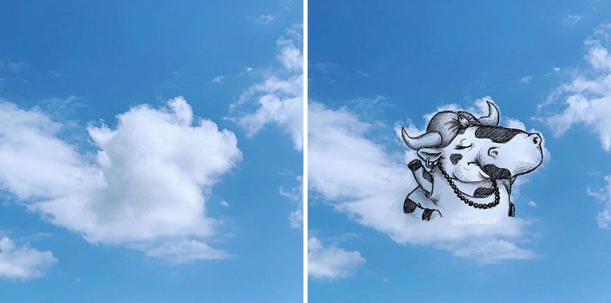 Artist Created Drawings Inspired By Cloud Shapes