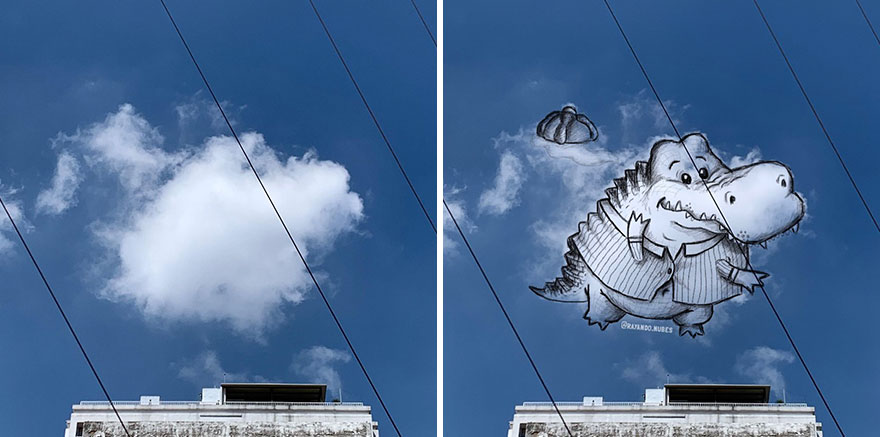 Artist Created Drawings Inspired By Cloud Shapes