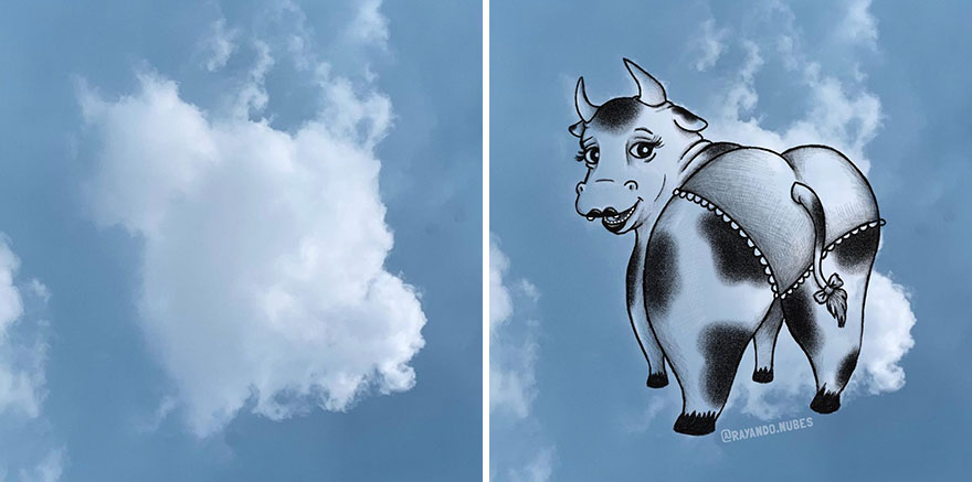 Artist Created Drawings Inspired By Cloud Shapes