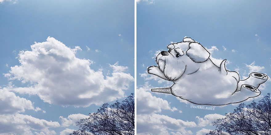 Artist Created Drawings Inspired By Cloud Shapes
