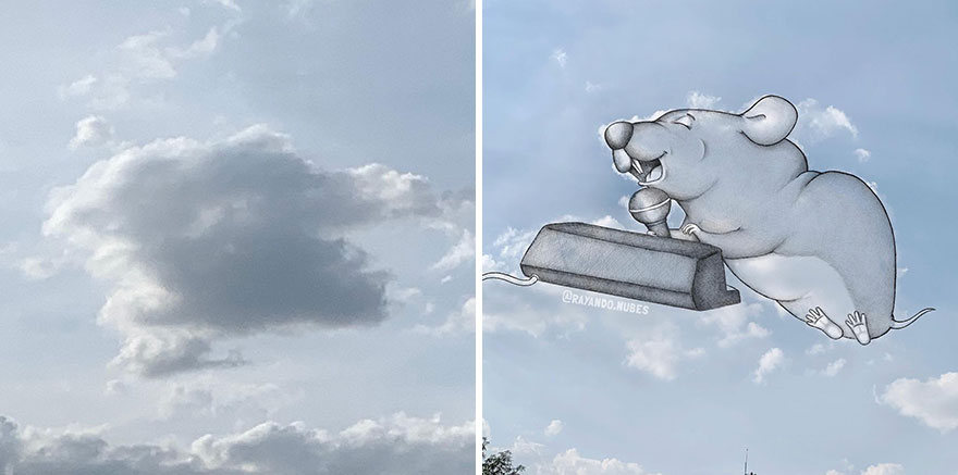 Artist Created Drawings Inspired By Cloud Shapes