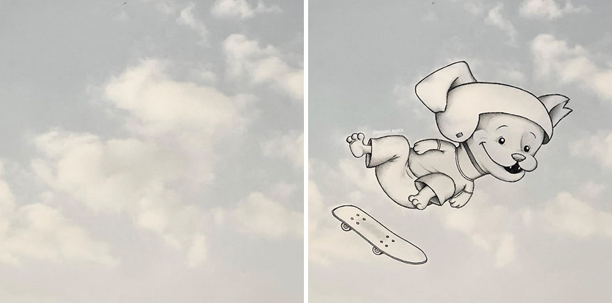 Artist Created Drawings Inspired By Cloud Shapes