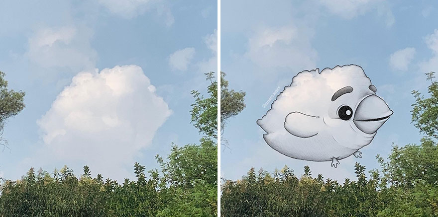 Artist Created Drawings Inspired By Cloud Shapes