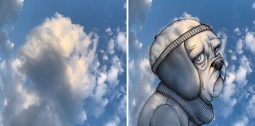 Artist Created Drawings Inspired By Cloud Shapes