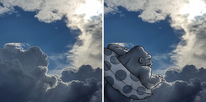Artist Created Drawings Inspired By Cloud Shapes