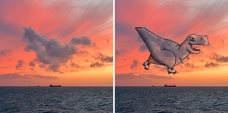 Artist Created Drawings Inspired By Cloud Shapes