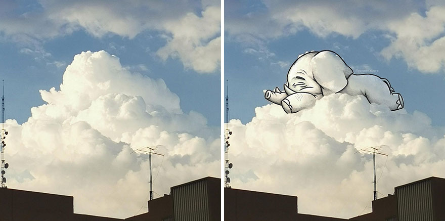 Artist Created Drawings Inspired By Cloud Shapes