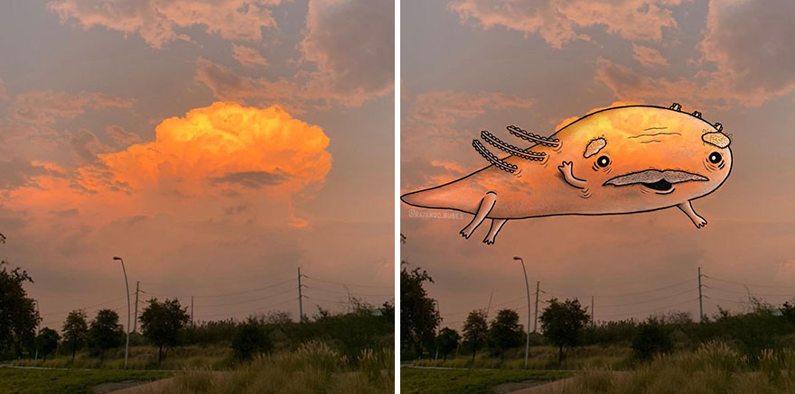 Artist Created Drawings Inspired By Cloud Shapes