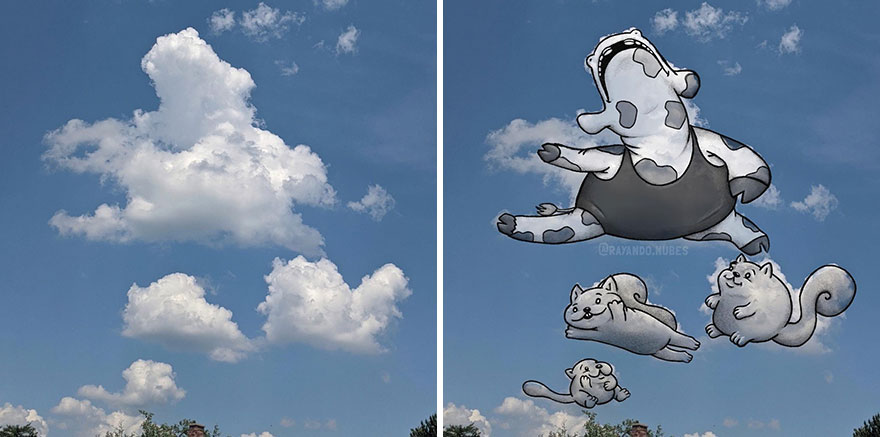 Artist Created Drawings Inspired By Cloud Shapes