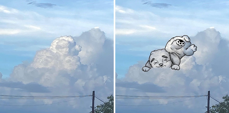 Artist Created Drawings Inspired By Cloud Shapes