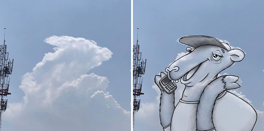 Artist Created Drawings Inspired By Cloud Shapes