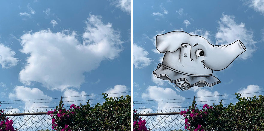 Artist Created Drawings Inspired By Cloud Shapes
