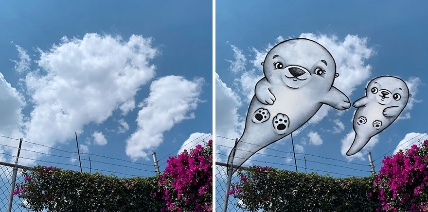 Artist Created Drawings Inspired By Cloud Shapes