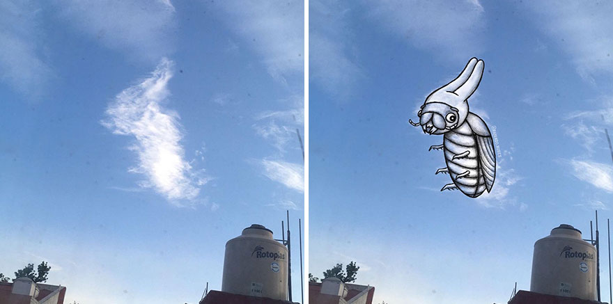 Artist Created Drawings Inspired By Cloud Shapes