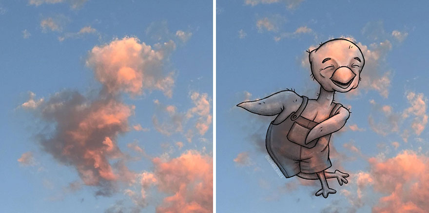 Artist Created Drawings Inspired By Cloud Shapes