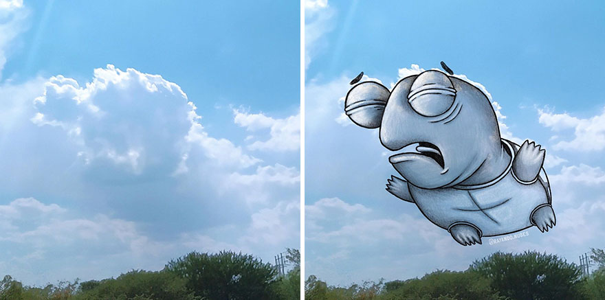 Artist Created Drawings Inspired By Cloud Shapes
