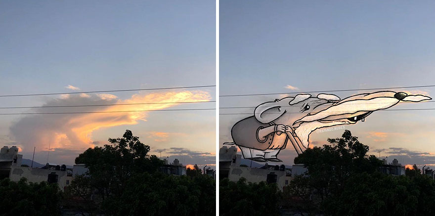 Artist Created Drawings Inspired By Cloud Shapes