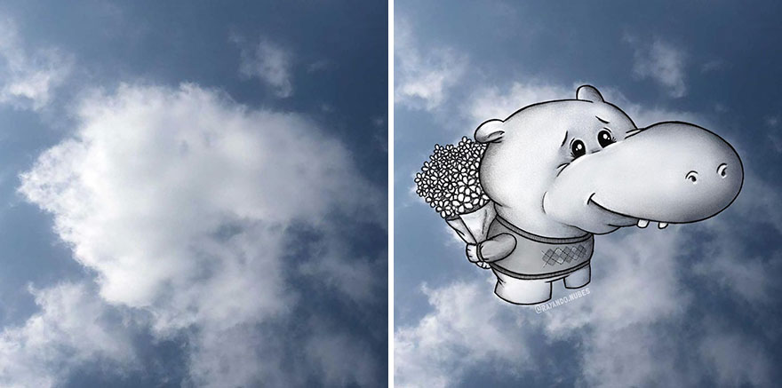 Artist Created Drawings Inspired By Cloud Shapes