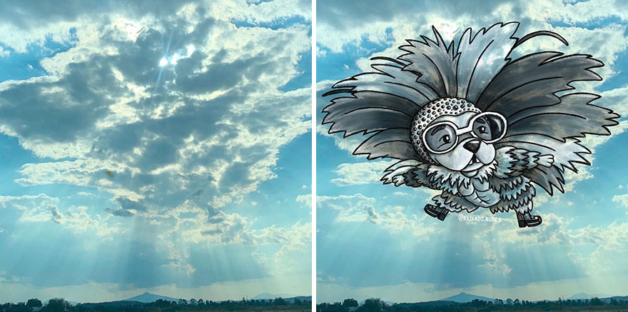 Artist Created Drawings Inspired By Cloud Shapes
