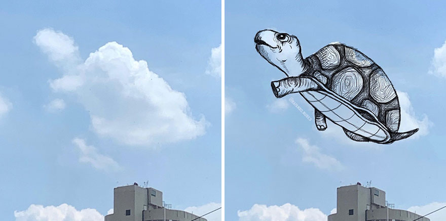 Artist Created Drawings Inspired By Cloud Shapes