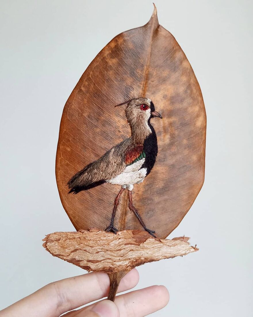 Brazilian Artist Conquers The Internet Making Embroidery On Tree Leaves