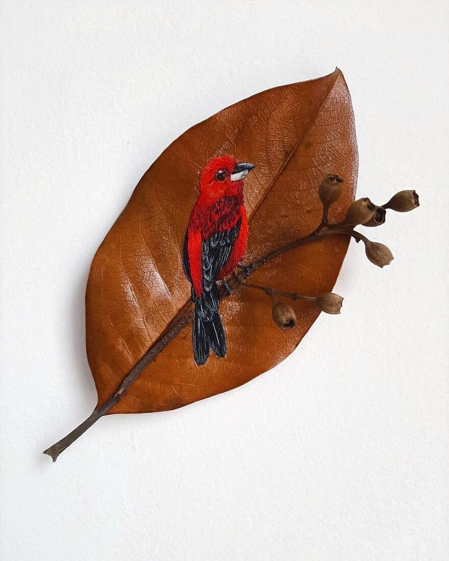 Brazilian Artist Conquers The Internet Making Embroidery On Tree Leaves