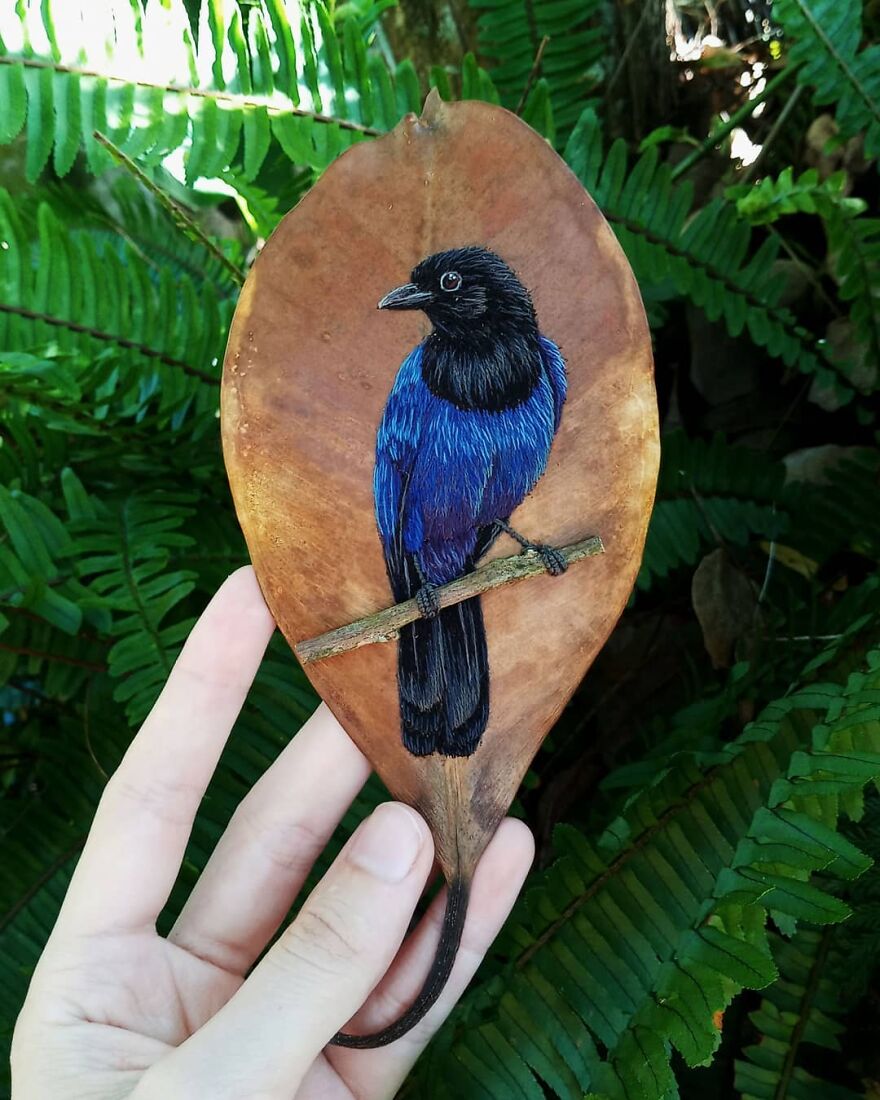 Brazilian Artist Conquers The Internet Making Embroidery On Tree Leaves