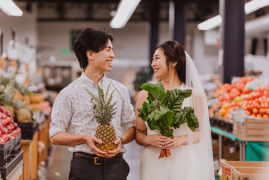 This Couple Decided To Take Their Engagement Photos At The Grocery Store They Shop At, And The End Result Might Make You Smile This Couple Decided To Take Their Engagement Photos At The Grocery Store They Shop At, And The End Result Might Make You Smile