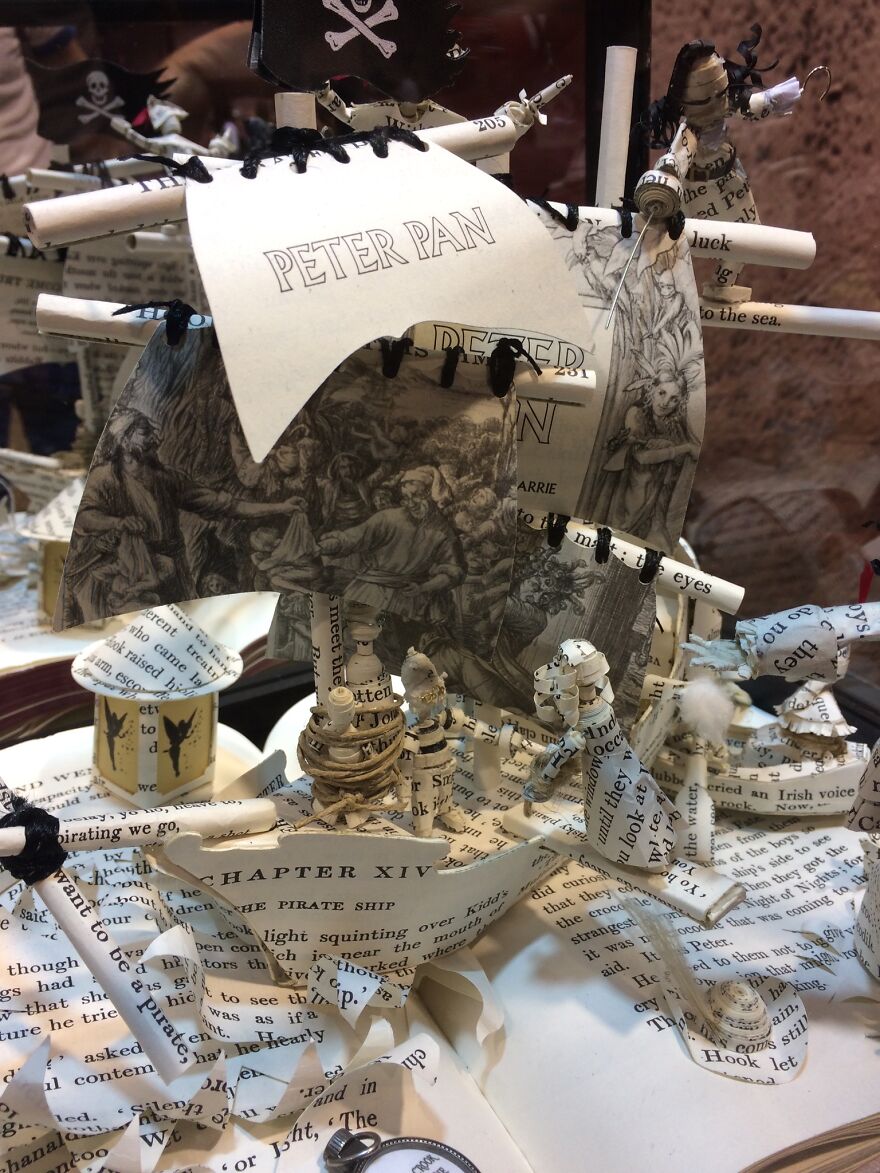 "By Hook Or Crook, I'll Get The One Who Steals My Book!" - Disney D23 Expo Finalist Peter Pan Book Sculpture "By Hook Or Crook, I'll Get The One Who Steals My Book!" - Disney D23 Expo Finalist Peter Pan Book Sculpture