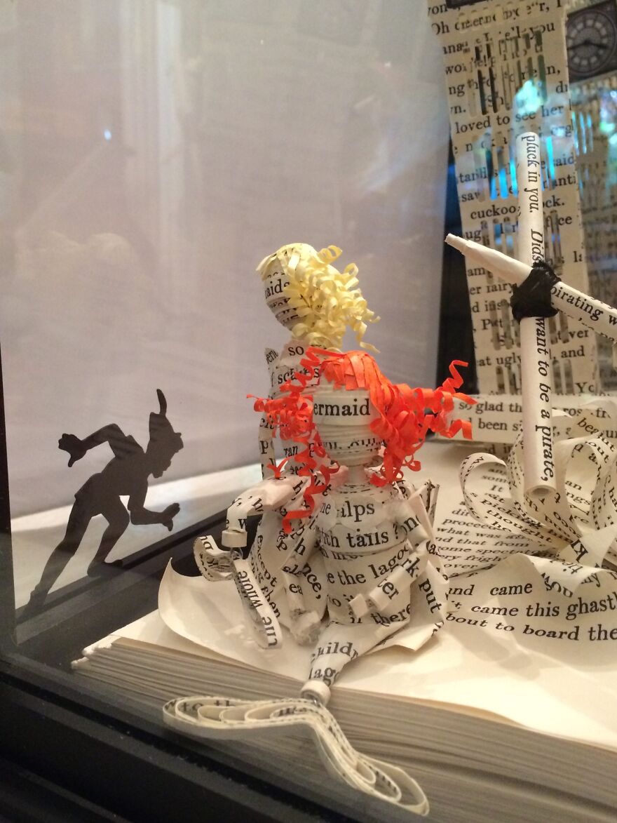 "By Hook Or Crook, I'll Get The One Who Steals My Book!" - Disney D23 Expo Finalist Peter Pan Book Sculpture "By Hook Or Crook, I'll Get The One Who Steals My Book!" - Disney D23 Expo Finalist Peter Pan Book Sculpture