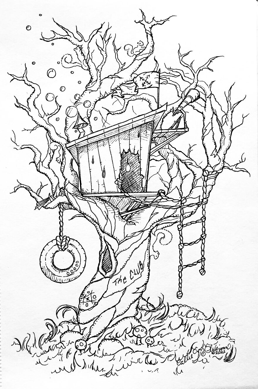 I Drew 41 Illustrations Over 2 Years For My Self-Published Coloring Book. Now I Can't Quit Doodling! (12+ Pictures)