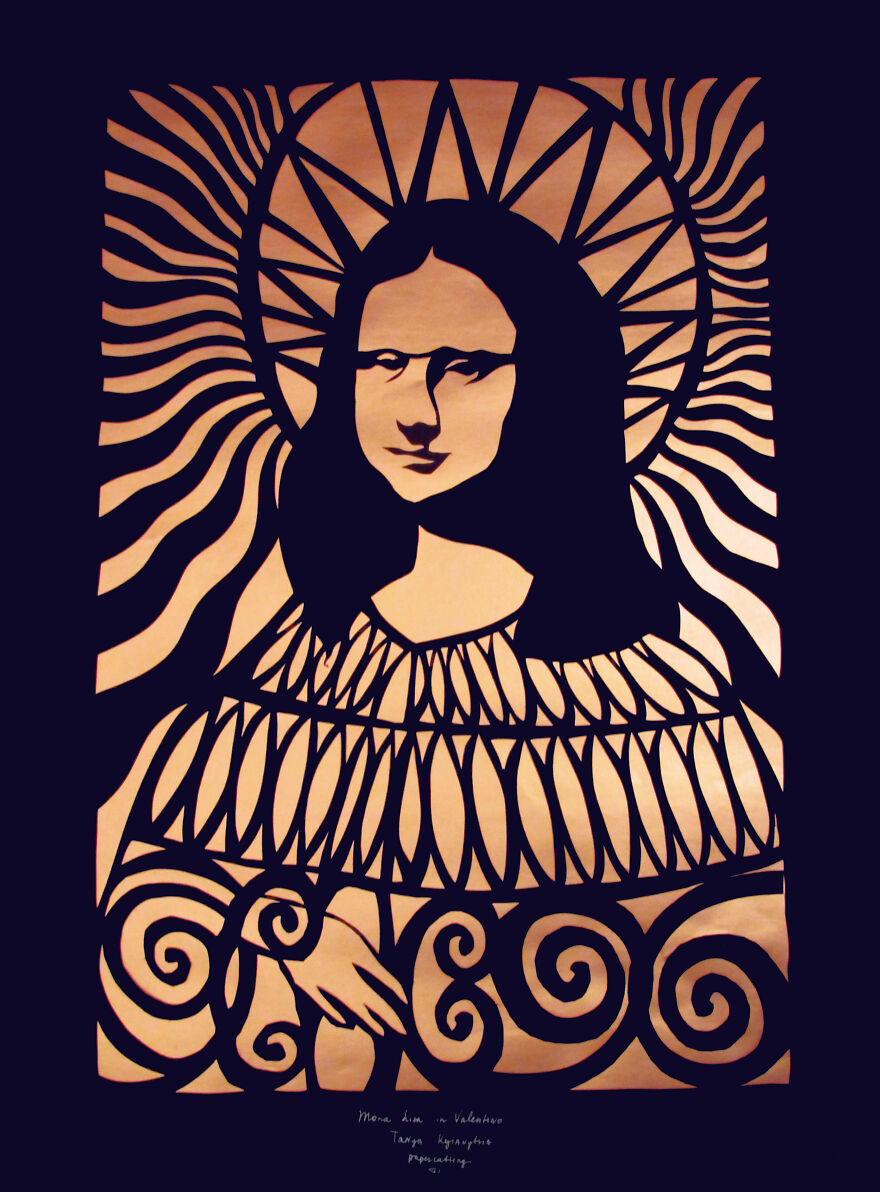 Paper Cut Stylization Of Mona Lisa