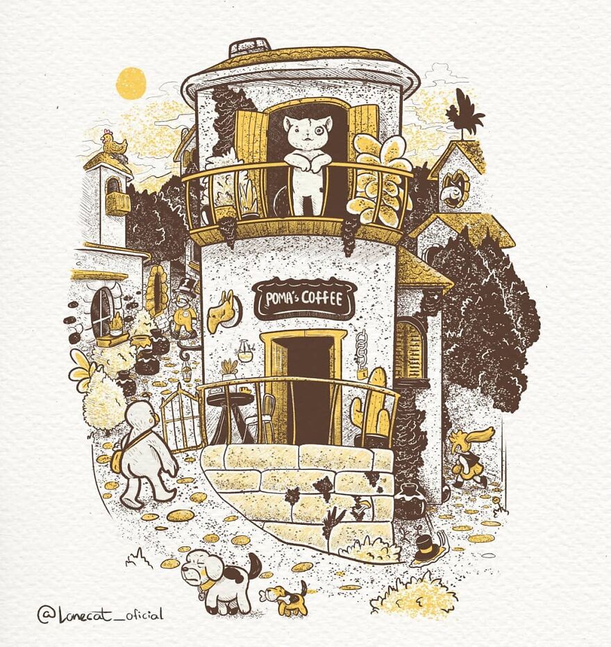 That's Where He Lives, In A Flat Over Miss Poma's Coffee