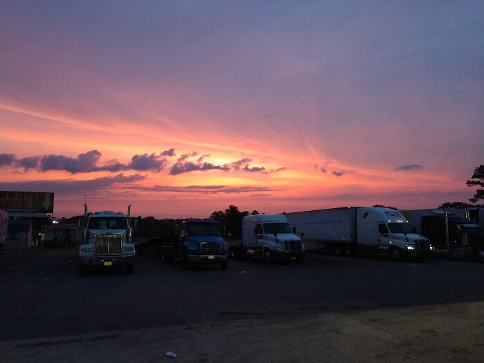 Somewhere In Texas, About 0530, Driving Otr. My Truck Is On The Right, Lights On