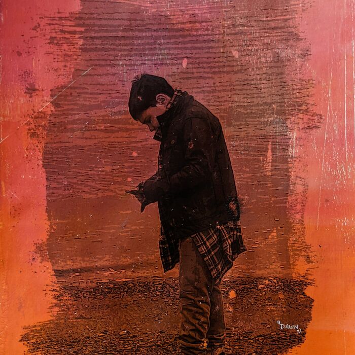 Monoprint Using Packing Tape Transfer.