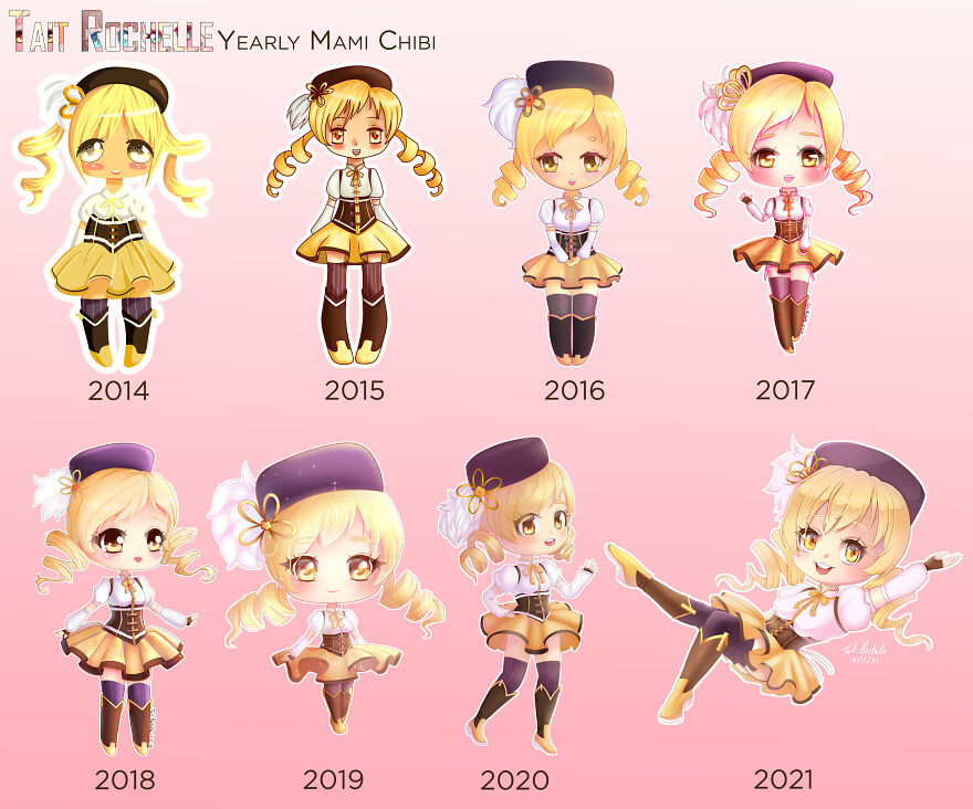 Artist Redraws Same Character Every Year For 8 Years!