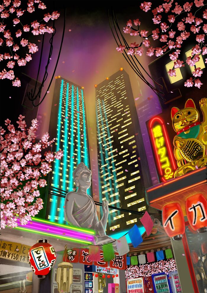 Sakura Neon Buddha